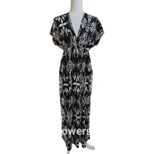 Bongo Black & White Maxi Dress w Lace Back